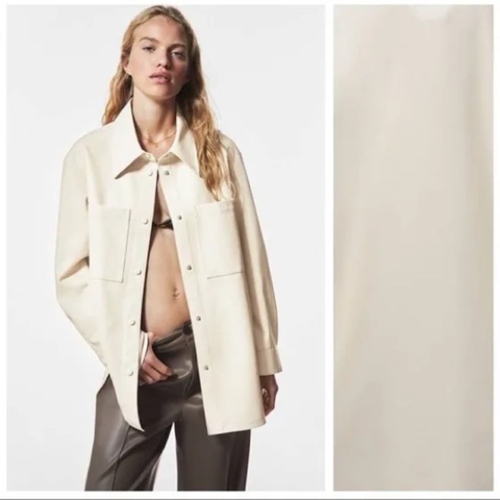 EUC ZARA Faux leather overshirt shacket